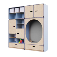 Детская стенка с местом для хранения и овальной зоной отдыха из коллекции «НЕГА» (цвет голубой) - «globural.ru» - Ессентуки