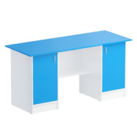 Стол корпусной двухтумбовый (синий/белый) - «globural.ru» - Ессентуки