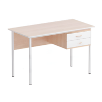 Стол преподавателя каркасный с подвесной тумбой (бук/белый) - «globural.ru» - Ессентуки